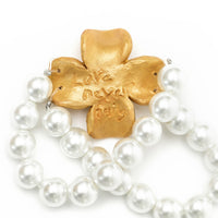 Pearl Double Strand with Dogwood Flower Bracelet