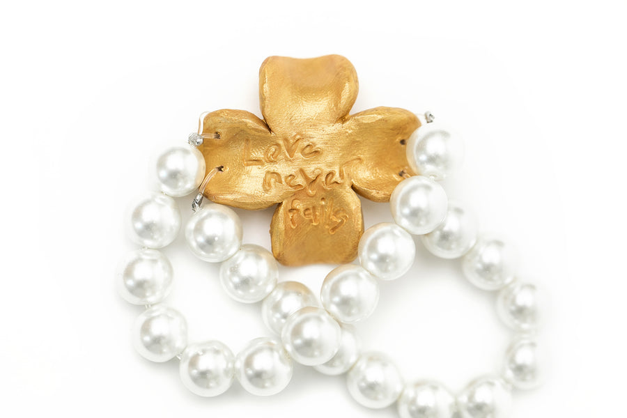 Pearl Double Strand with Dogwood Flower Bracelet