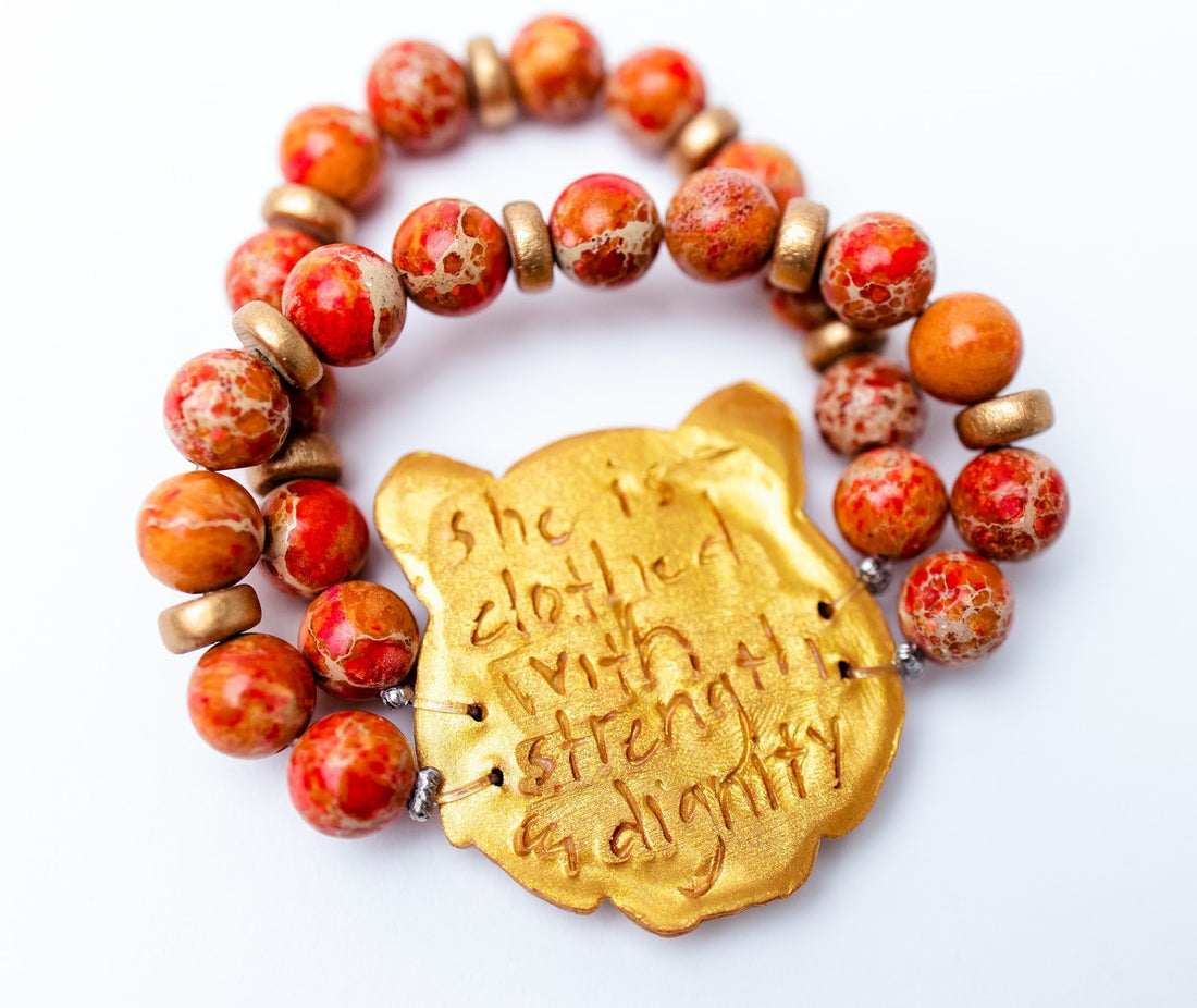 Orange Jasper Double Strand with Tiger Bracelet