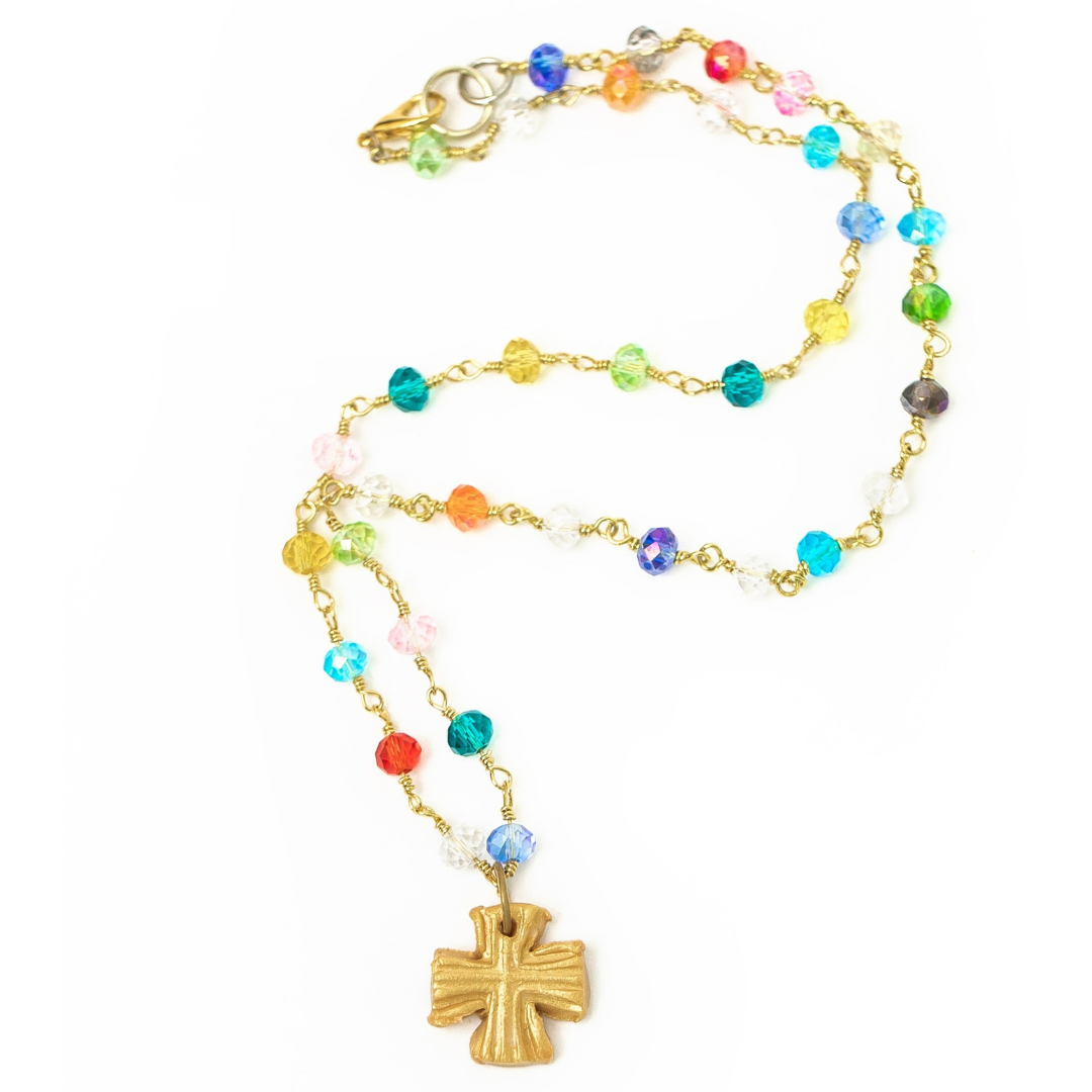 Multicolored and Gold Chain with Julia Cross