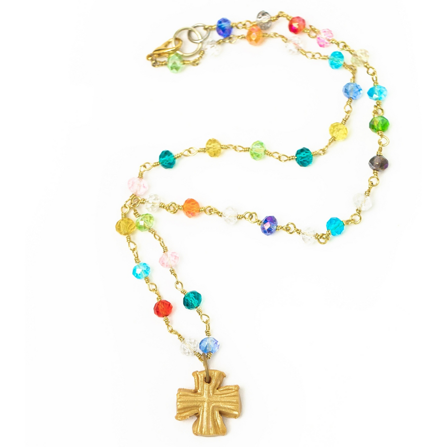 Multicolored and Gold Chain with Julia Cross