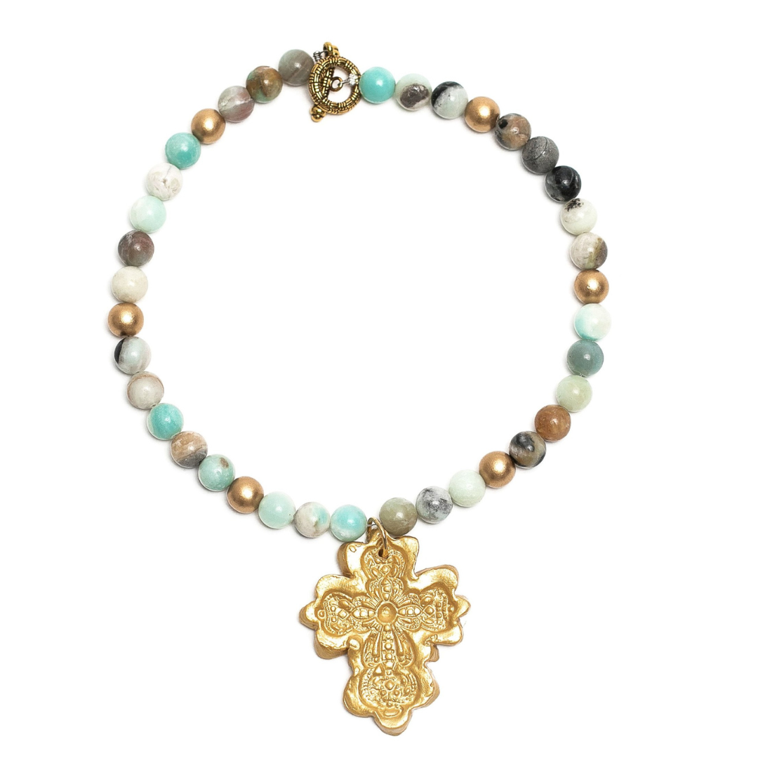 Amazonite with Cherrie Cross