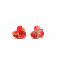 Pink & Red Confetti Heart Studs