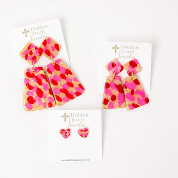 Pink, Red & Opal Confetti Dangles