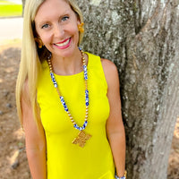 Cobalt Blue African Fused Glass with Lydia Cross Necklace