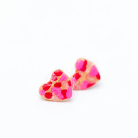 Pink & Red Confetti Heart Studs