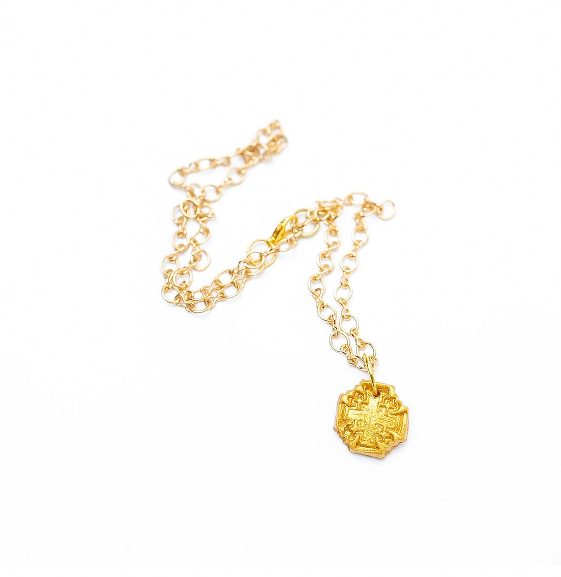 Gold Plated Figure 8 Chain with Tiny Jerusalem