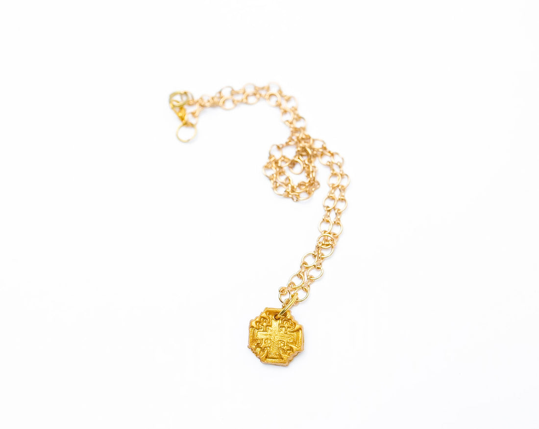 Gold Plated Figure 8 Chain with Tiny Jerusalem